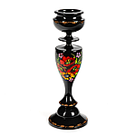 Свічник для столової свічки ручної роботи у техніці Петриківський розпис Сапфір СК-02 мал. 162