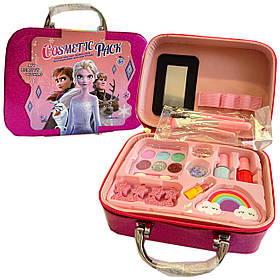 Набір косметики Фроузен Холодне серце малинова помада тіні набір для манікюру пензлі блискітки у валізі 20*8*14см (3605A)