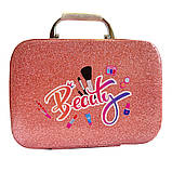 Набір косметики Фроузен Холодне серце рожева помада тіні набір для манікюру пензлі блискітки у валізі 20*8*14см (3605A), фото 2