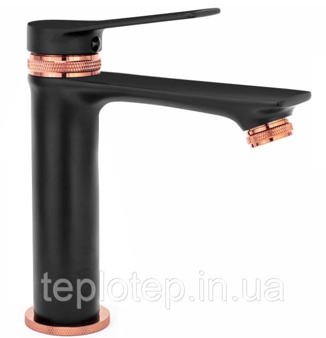 Змішувач для раковини (умивальника) REA VIRAL BLACK ROSE GOLD низький *