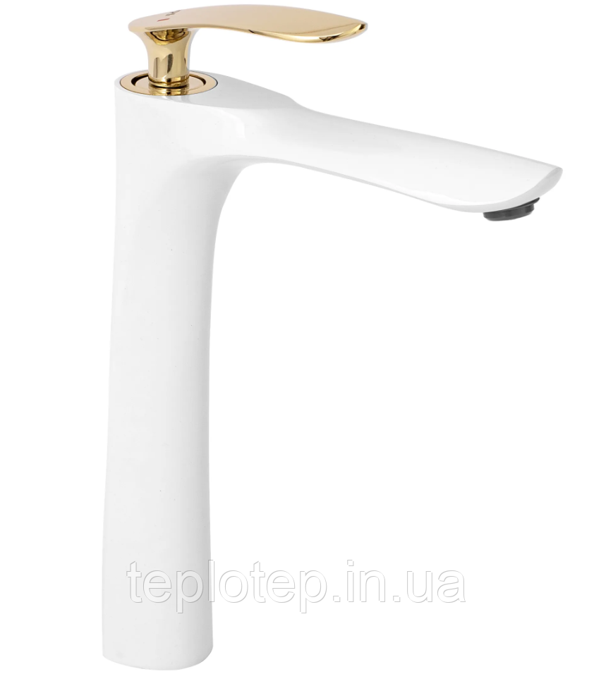 Змішувач для раковини (умивальника) REA ORBIT WHITE GOLD високий
