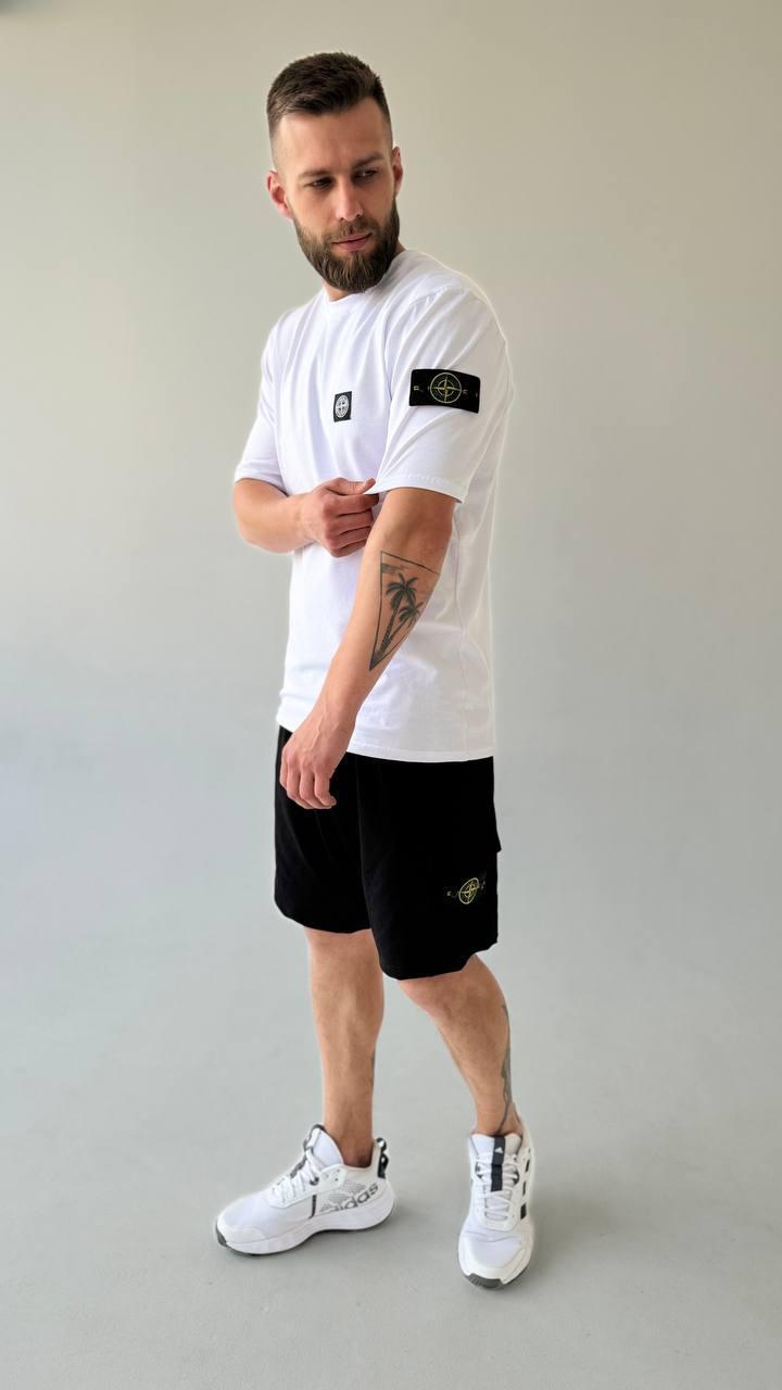 Чоловічий літній костюм Stone Island білий, фото 1