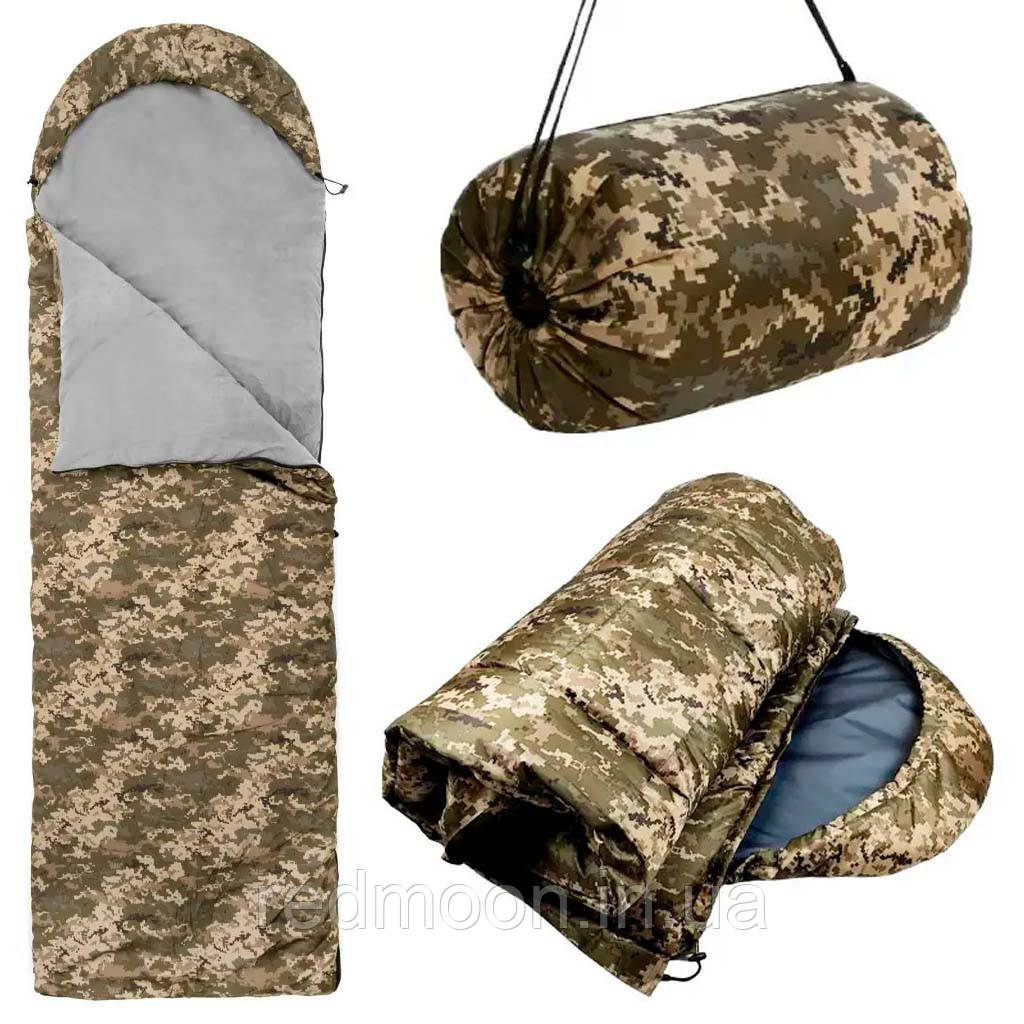 Спальний мішок із капюшоном (210×75см), до -10, Піксель / Спальник зимовий / Спальник зсу, фото 1