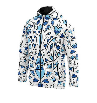 Куртка вітровка спортивна жіноча «Квітуча Україна. Біла. Синьо-голуба», фото 1