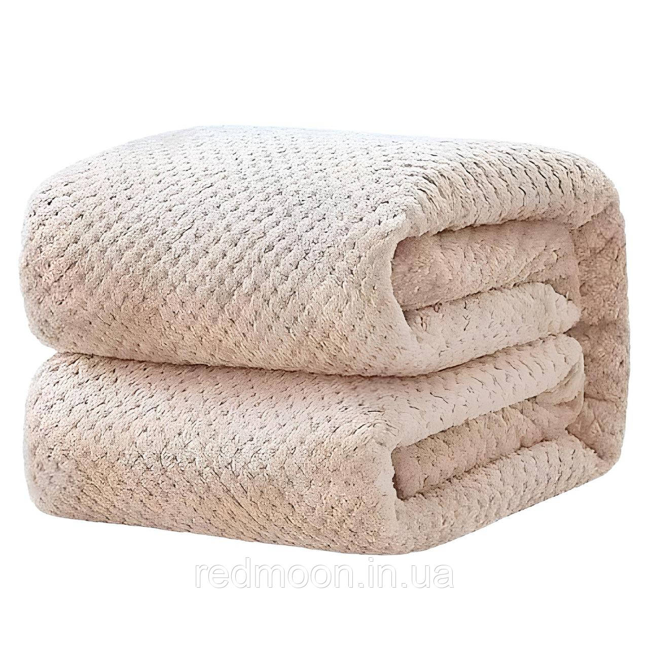 Плед двоспальний 200×150см, Бежевий / Покривало на ліжко / Плед на ліжко / Плед покривало, фото 1