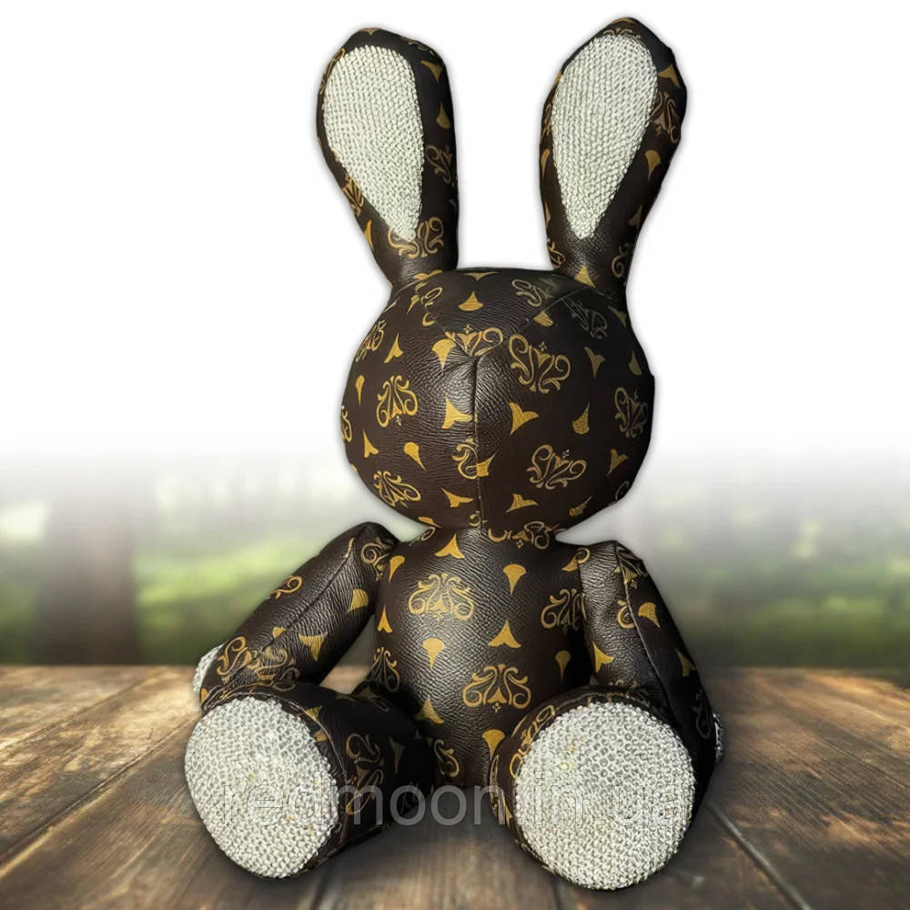 М'яка іграшка Кролик зі стразами, 40см / Декоративна іграшка заєць / Шкіряна іграшка кролик, фото 1