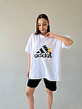 Футболка оверсайз (унісекс) adidas біла, фото 3