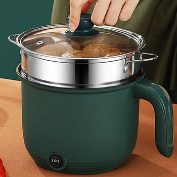 Електрична каструля 1,5л, 600Вт, з пароваркою / Кухонна міні рисоварка / Електрокаструля