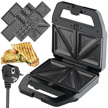 Мультимейкер зі знімними панелями 7в1, 800Вт, від мережі, RAF R552 / Бутербродниця електрична / Сендвічниця