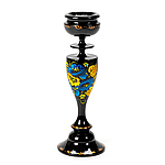 Свічник для столової свічки ручної роботи у техніці Петриківський розпис Сапфір СК-02 мал. 163