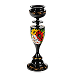 Свічник для столової свічки ручної роботи у техніці Петриківський розпис Сапфір СК-02 мал. 202