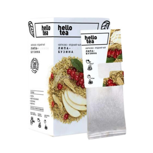Квітково-ягідний чай Hello tea "Липа-Бузина" фільтр-пак 20 шт, фото 1