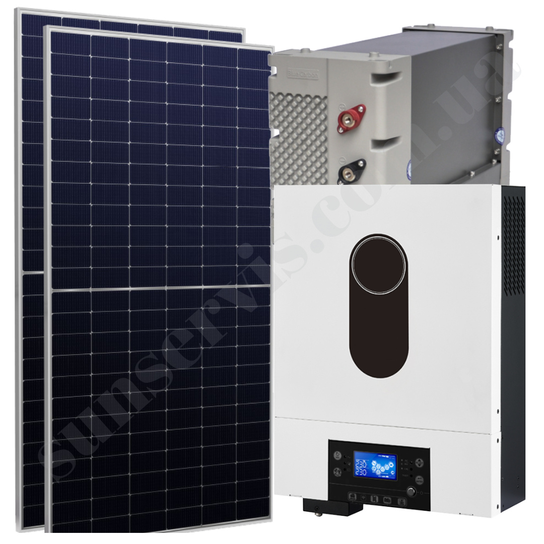 3кВт сонячна станція з ФЕМ 0,8 кВт АКБ LiFePO4 24В з резервом 2,56 кВт*год МРРТ контролер