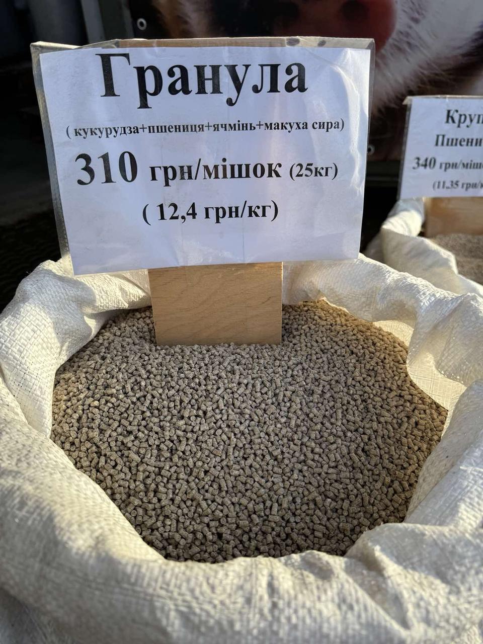 Кормосуміш гранульована (кукурудза, пшениця, соняшникова макуха)