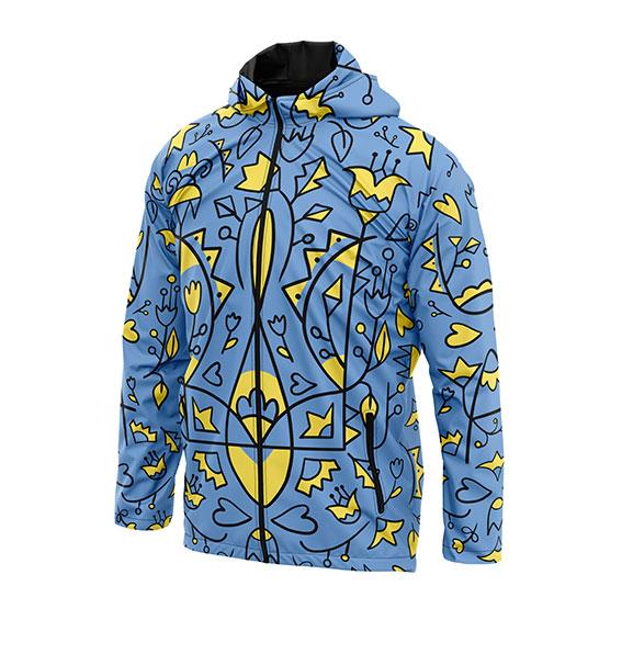 Куртка вітровка спортивна жіноча «Квітуча Україна. Блакитна»