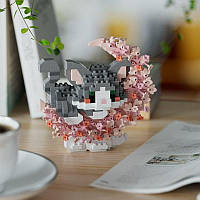 Конструктор блоковий дитячий сірий котик на місяці