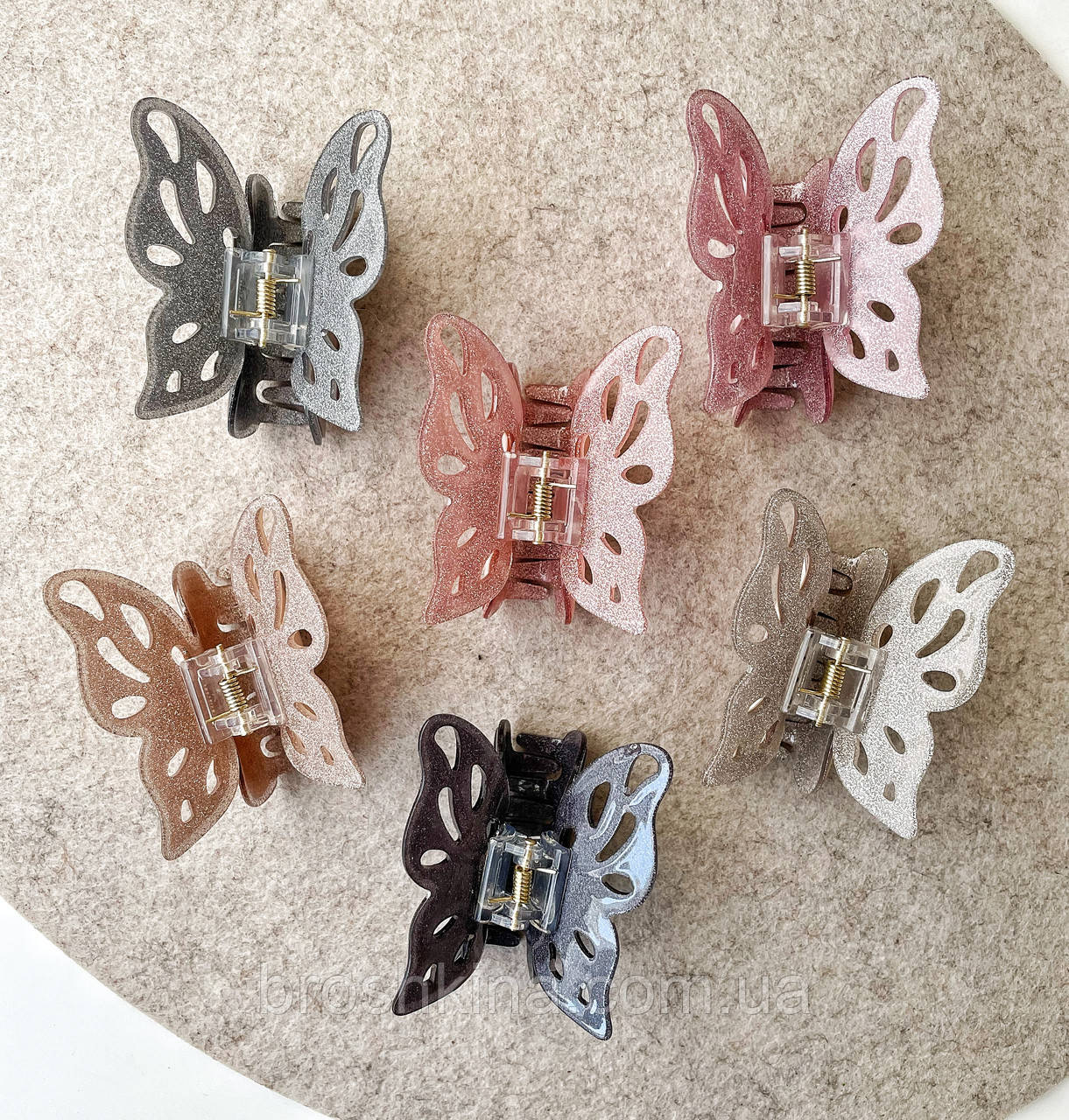 Краби для волосся оптом 6.5*5*4 см 12 шт/уп  ФРАНЦУЗЬКИЙ ПЛАСТИК МЕТЕЛИКИ, фото 1