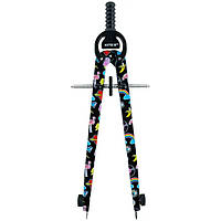 Циркуль Kite з принтом, в пластиковому футлярі, металевий, з запасним грифелем 165мм