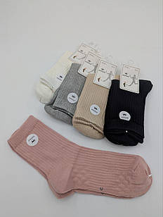 Жіночі високі демісезонні шкарпетки Корона, бавовняні однотонні тенісна резинка. Розмір 36-41, 10 пар/уп. яскраві