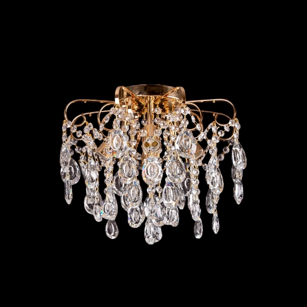 Люстра кришталева стельова золото на чотири лампи