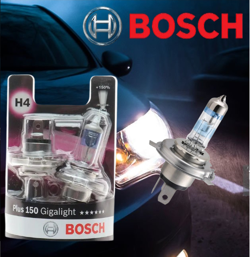 Галогенна лампа BOSCH Gigalight H4 12 V 60/55 (43) + 150% блістер (2 шт.)