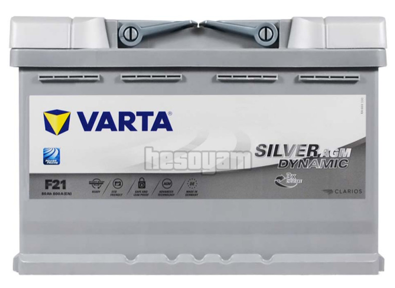 Акумулятор 80Аг 800А 12В R+ VARTA F21 Silver Dynamic AGM 580901080 / 580 901 080 6СТ-80, фото 1