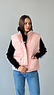 Жіноча жилетка оверсайз рожева весняна осіння Безрукавка без капюшона демісезонна, фото 2