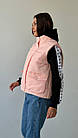 Жіноча жилетка оверсайз рожева весняна осіння Безрукавка без капюшона демісезонна, фото 3
