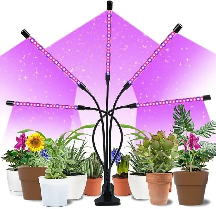 Світлодіодна настільна фітолампа на підставці з 5 лампами, фото 1