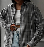 Рубашка жіноча модна фланелева у клітинку (Норма), фото 6