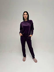 Комплект Домашній жіночий ВЕЛЮРОВИЙ 2-ка штани кофта БАКЛАЖАН р.S-3XL ANTANA 141