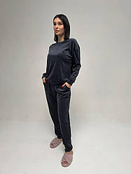 Комплект Домашній жіночий ВЕЛЮРОВИЙ 2-ка штани кофта ГРАФІТ р.S-3XL ANTANA 141