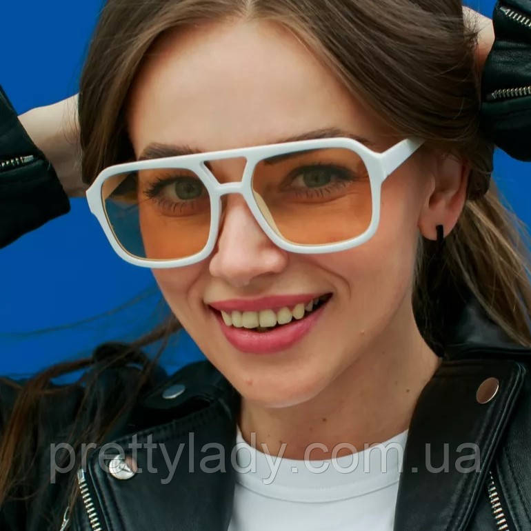 Сонцезахисні окуляри унісекс авіатор Daily бежеві з білим