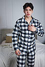 Піжама чоловіча ФЛАНЕЛЬ штани+сорочка КЛІТИНКА ЧОРНО-БІЛА, фото 3