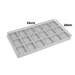 Дошка планшет для створення прикрас 18 яч. пластик оксамит 35х20 см 1 шт. Сірий