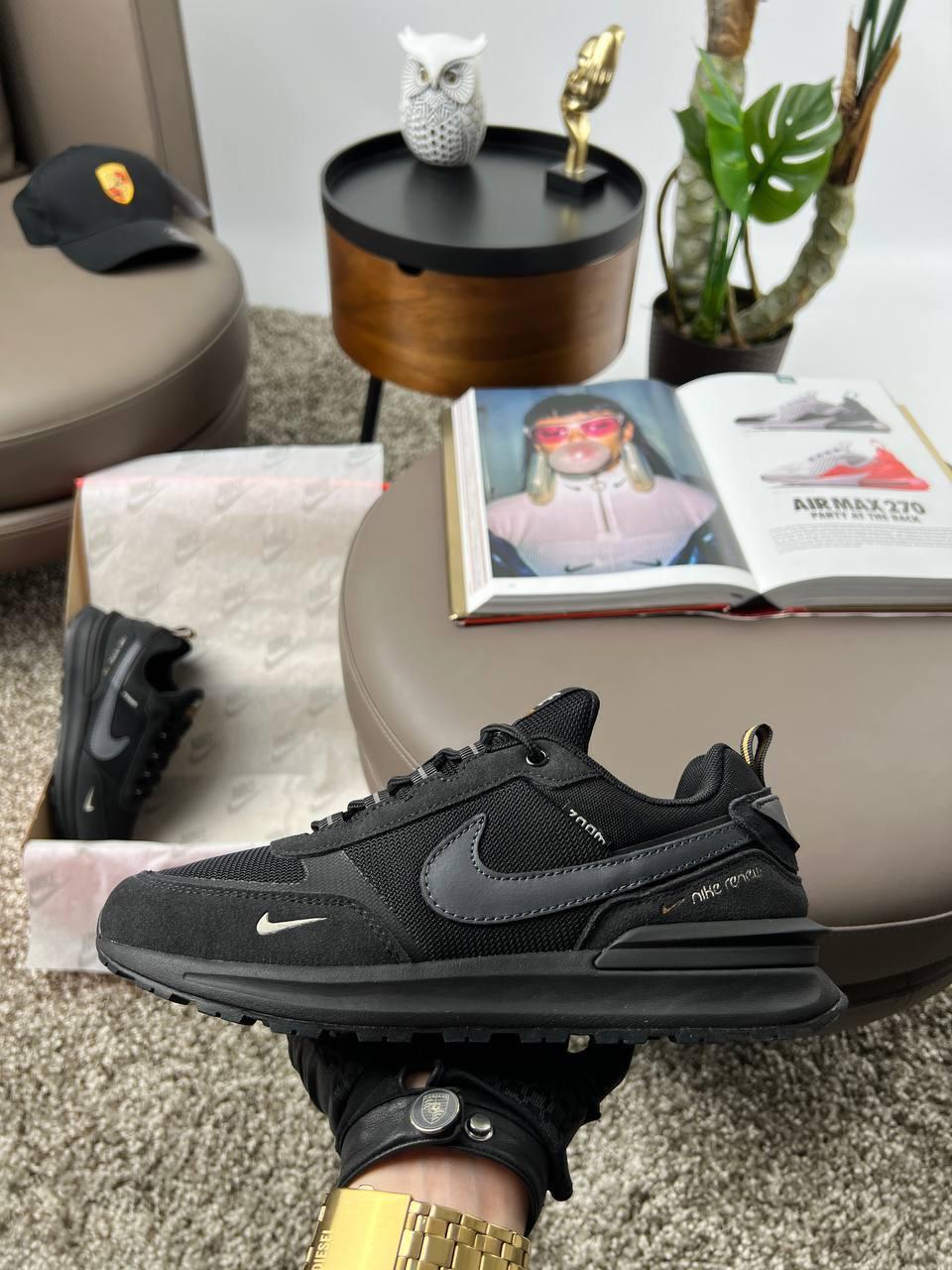 Чоловічі кросівки замша текстиль Nike Zoom "Lunar Apparent" Black Grey, кеди Найк чорні. Чоловіче взуття