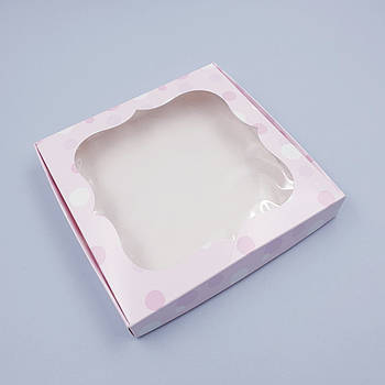 Коробка для пряників і печива з віконцем Рожева ніжність 20х20х3 см