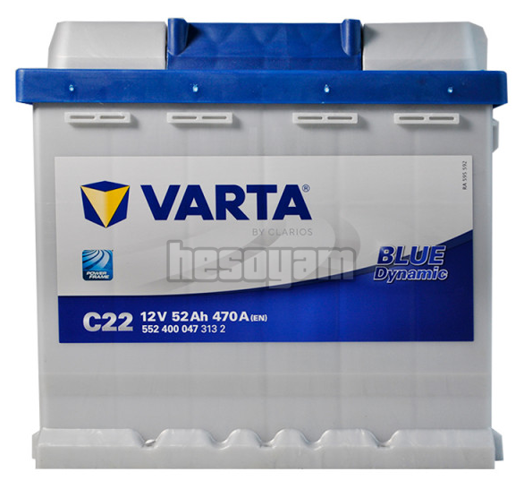 Акумулятор 52Аг 470А 12В R+ VARTA C22 Blue Dynamic 552400047 / 552 400 047 6СТ-52, фото 1