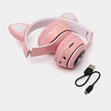 Хороші навушники з котячими вушами, Навушники з вушками для любителів котів Дитячі bluetooth JU-17, фото 8