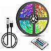 Світлодіодна стрічка 5 м, від USB + пульт TV LED Strip CB-5050 / Кімнатна лед підсвітка / RGB стрічка від повербанку, фото 3