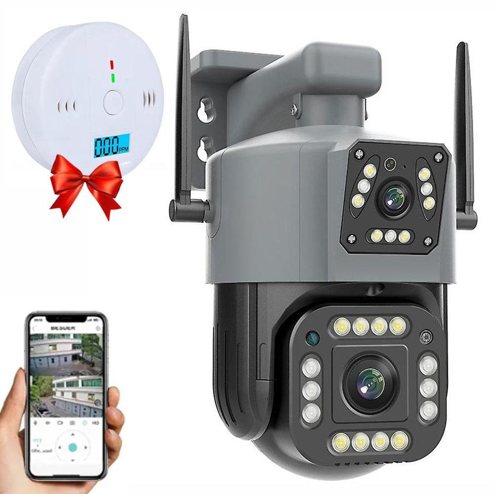 Вулична IP камера Qettopo V380 + Подарунок Датчик чадного газу G-01 / Поворотна WiFi камера спостереження, фото 1