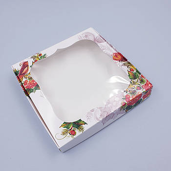 Коробка для пряників і печива з віконцем Калина 20х20х3 см