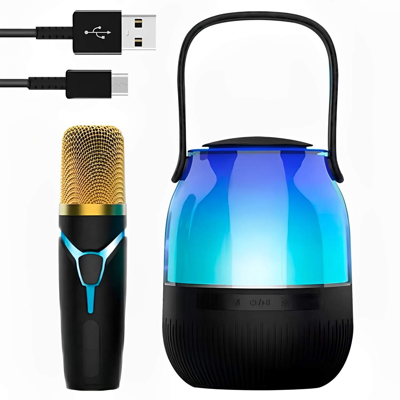 Портативна колонка з RGB підсвіткою та мікрофоном XM-A68 / Bluetooth колонка караоке / Дитяче караоке