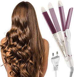 Плойка для волосся 3в1 з керамічними пластинами 35Вт, R604 / Випрямляч волосся / Праску для завивки волосся