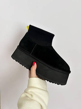 Зимові Черевики UGG Classic Mini Dipper Black / УГГ Класик Міні Діпер Чорні, фото 1