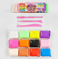 Тісто для ліплення повітряний пластилін C 54655 "TK Group" 12 кольорів, 3 стеки, в пакеті