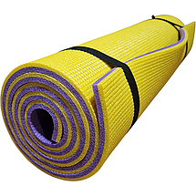 Каримат для йоги 1800×600×10 мм, "Фітнес", двошаровий, жовтий/фіолетовий, фото 2