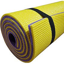 Каримат для йоги 1800×600×10 мм, "Фітнес", двошаровий, жовтий/фіолетовий, фото 4