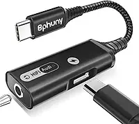Адаптер для навушників і зарядного пристрою на 3,5 мм роз'єм Bphuny 2-в-1 USB C зі швидким заряджанням 60 Вт