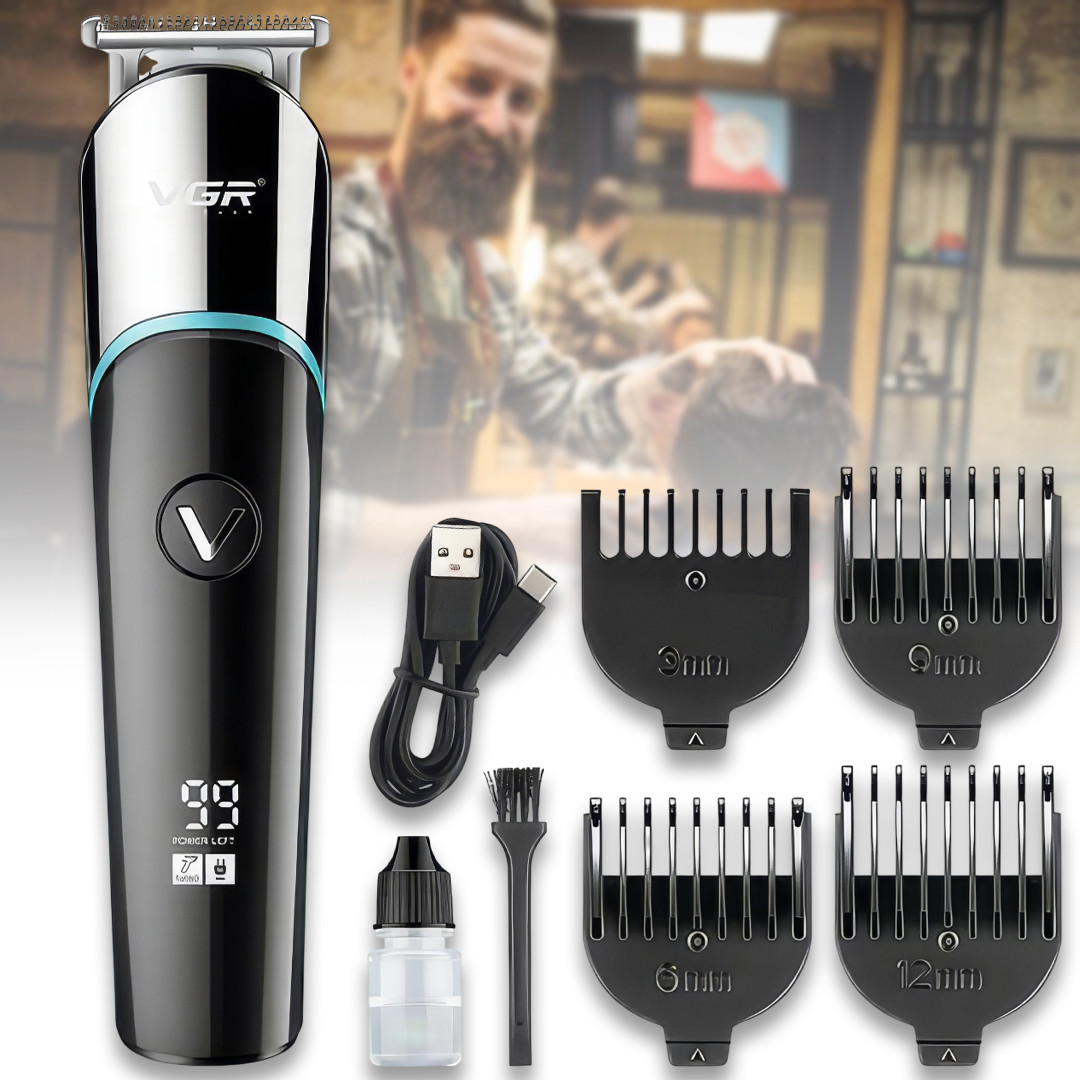 Машинка для стрижки з дисплеєм та 4 насадками VGR V-291 Акумуляторна, фото 1